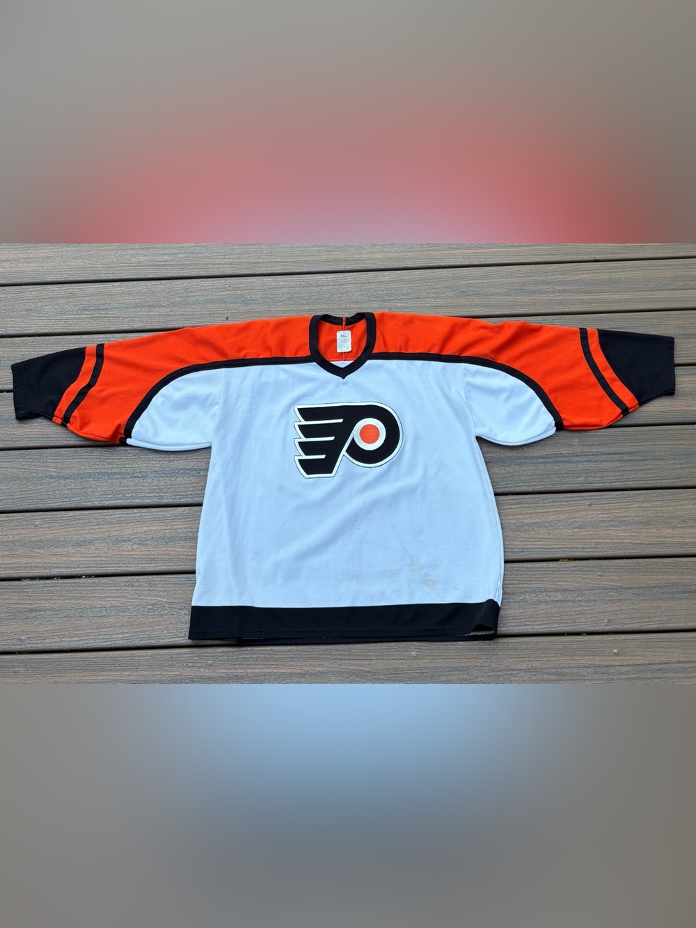 Vintage Philadelphia Flyers CCM Maska Air Knit Plain Beater Jersey Mens XL